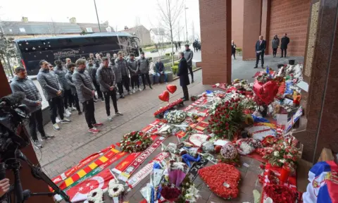 Liverpool FC players and staff pay respects at Anfield’s Hillsborough memorial