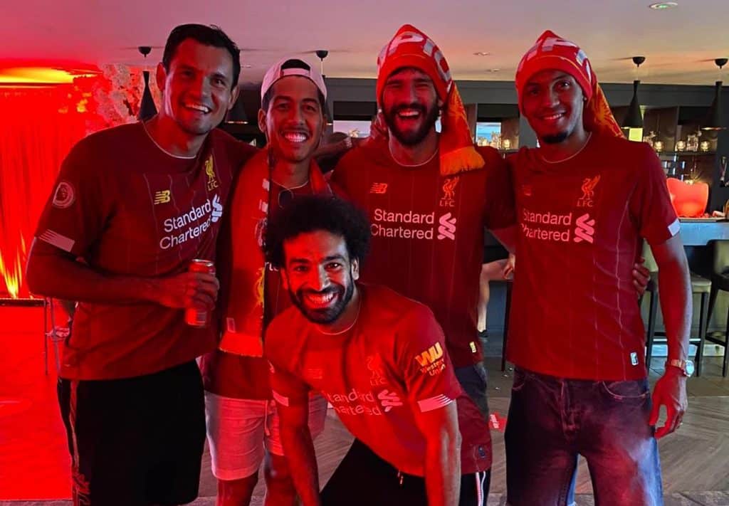 Liverpool Players Celebrate Premier League Win