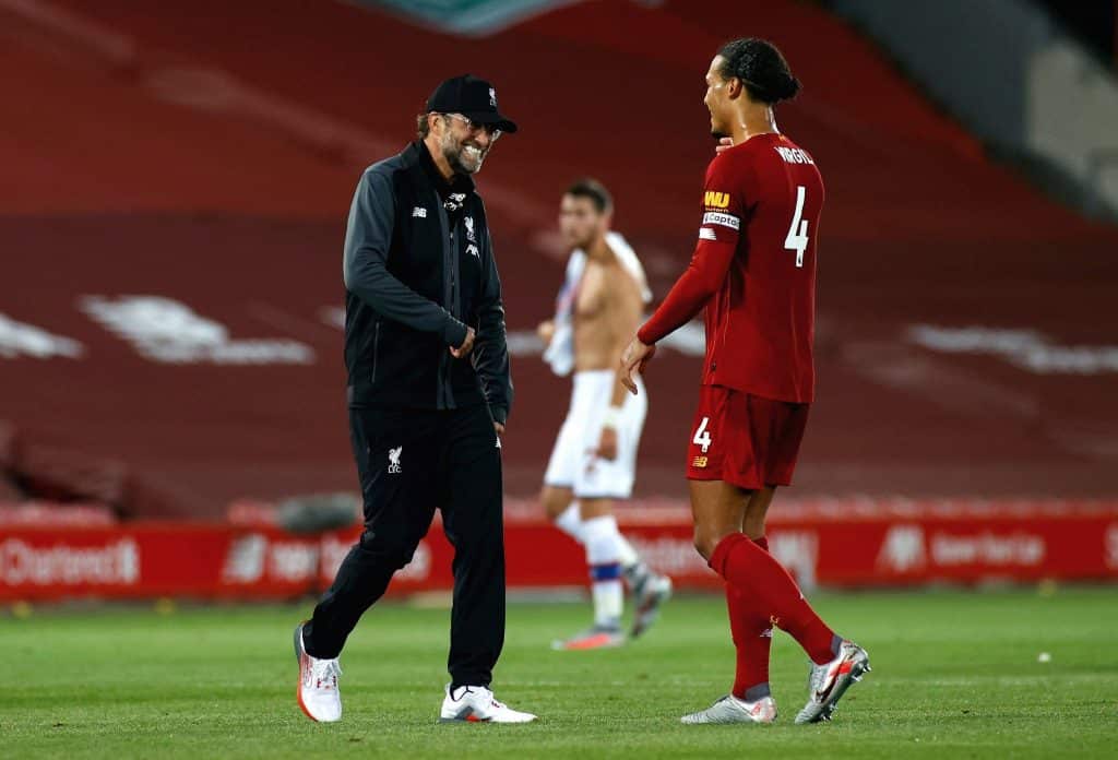 Virgil van Dijk and Jurgen Klopp - Liverpool vs Crystal Palace