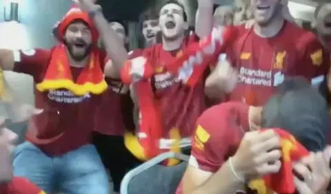 Brilliant scenes as Liverpool players celebrate Premier League title win behind closed doors