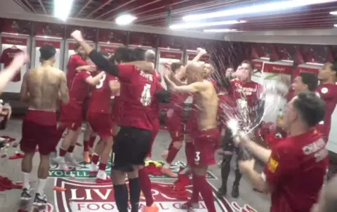 Watch: Liverpool’s dressing room celebrations following Premier League triumph