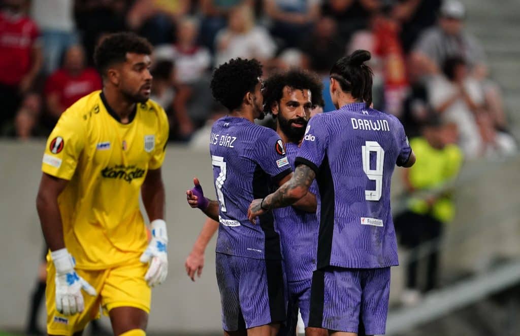 Liverpool's Mohamed Salah celebrates scoring