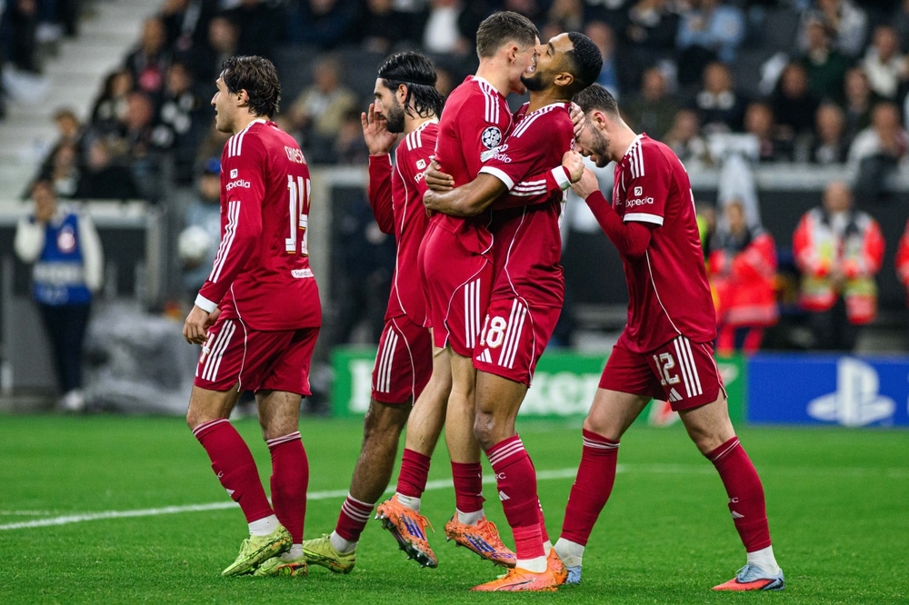 Florian Wirtz celebrating his equalizing goal for Liverpool against Fulham at Craven Cottage.