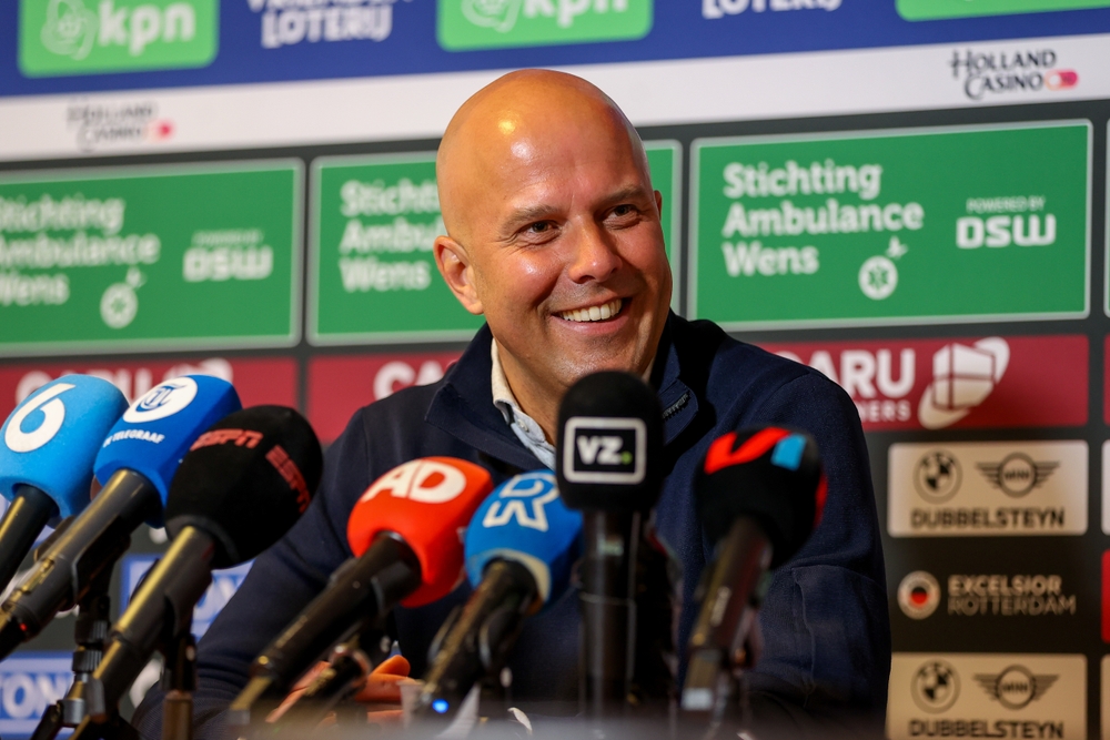 Liverpool manager Arne Slot speaking at his post-match press conference after the 1-0 win against Nottingham Forest.