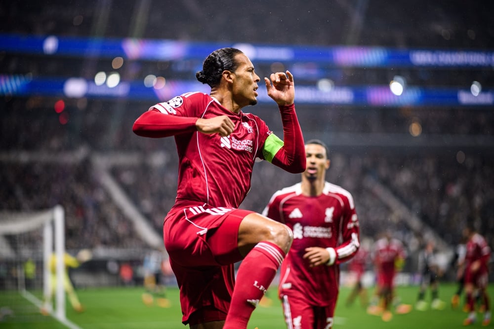 Liverpool captain Virgil van Dijk looking determined on the pitch
