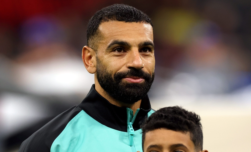 Mohamed Salah applauding the Anfield crowd after his final match