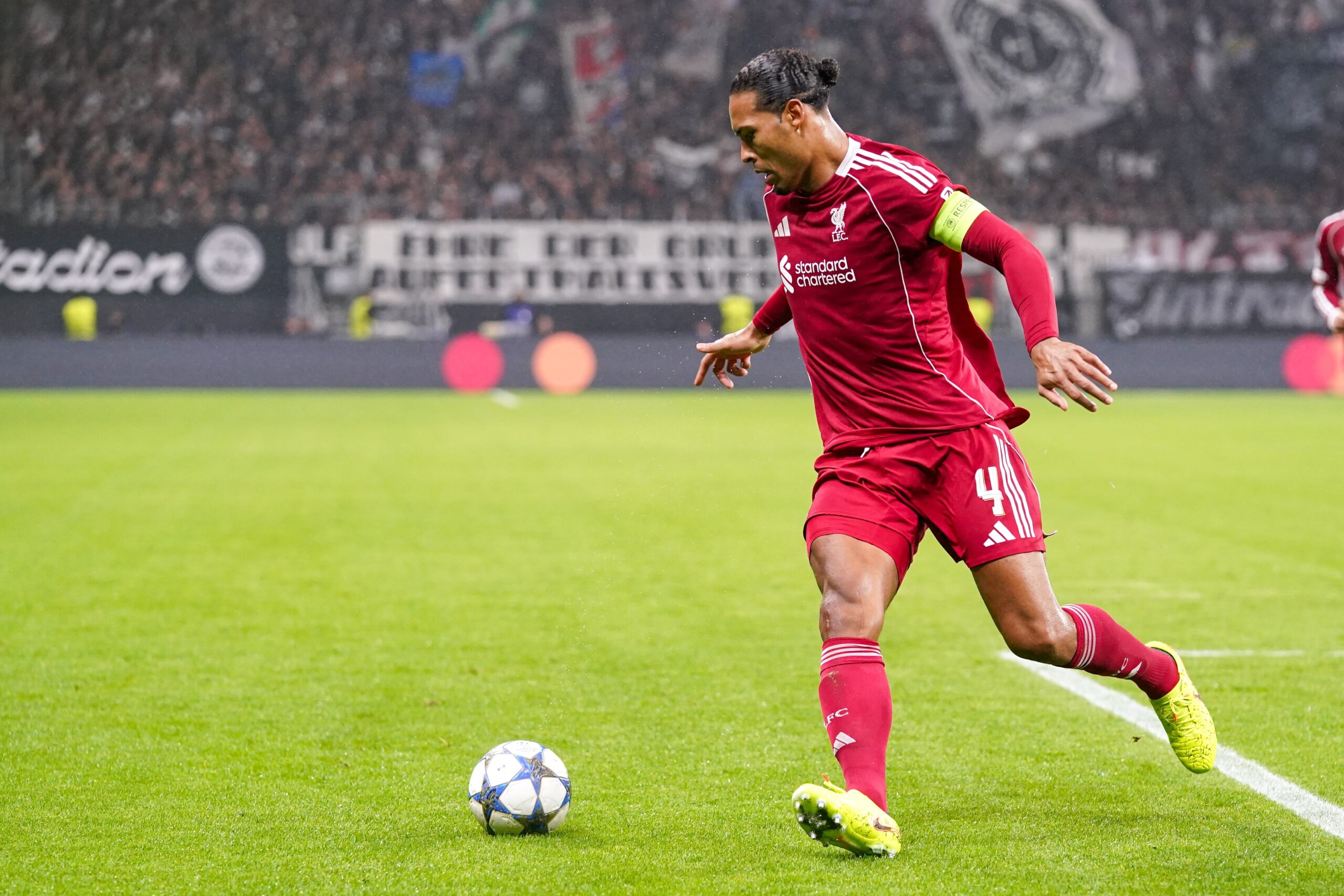 Virgil van Dijk scoring a header for Liverpool