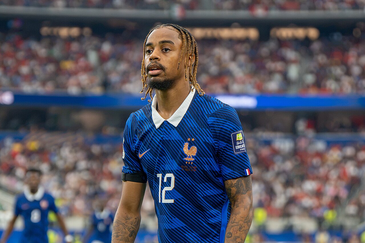 Bradley Barcola representing France during international match action ahead of his transfer to Liverpool FC