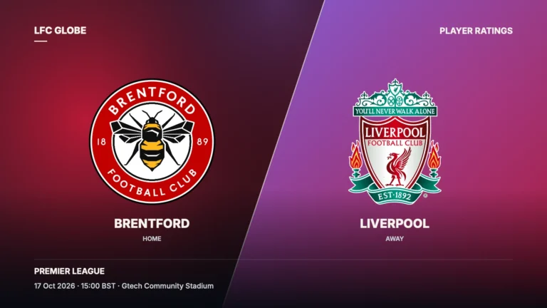 Brentford v Liverpool — 17 October 2026: Player ratings